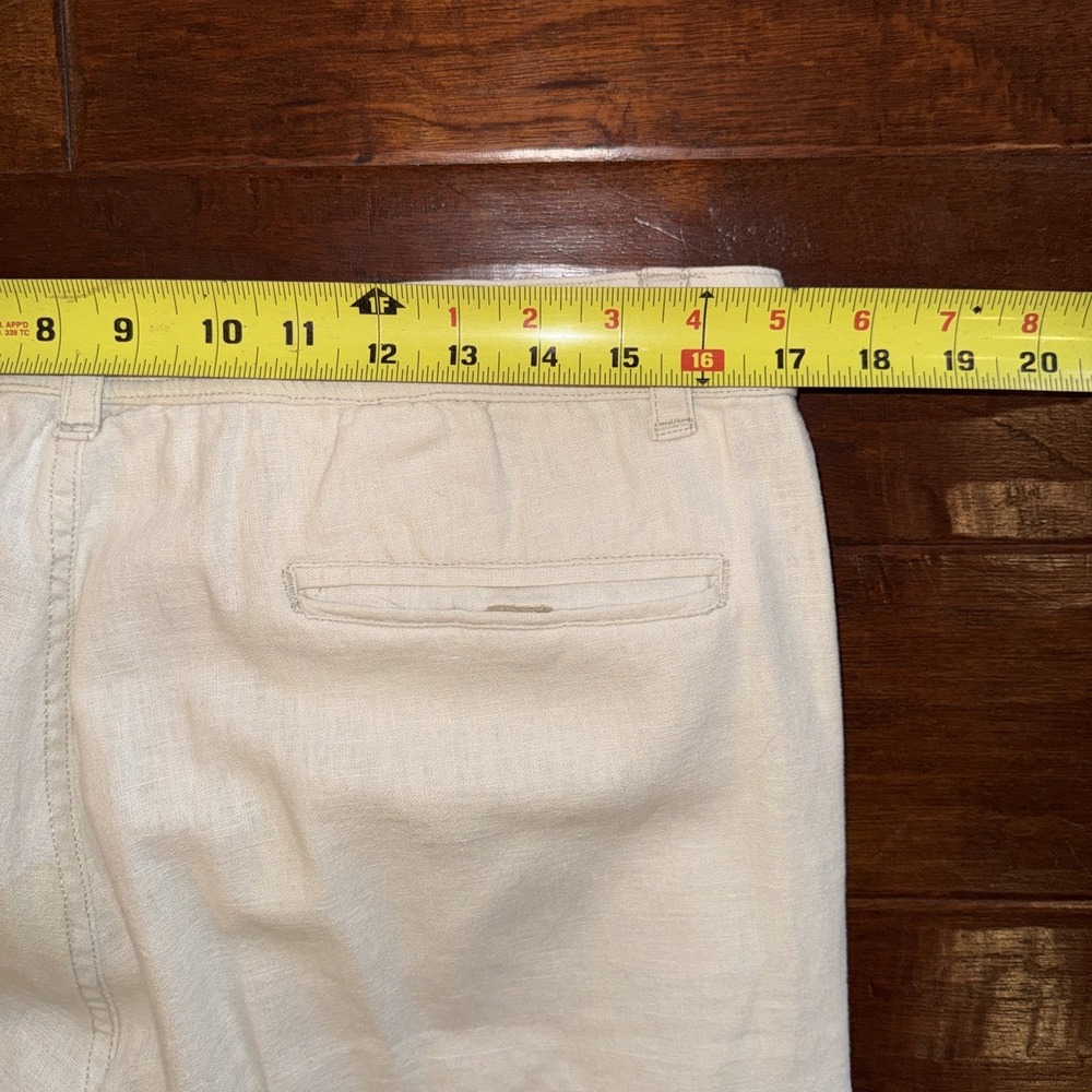 Paradise  Collection Pants Linen Blend Pants Straight Leg Cream Sz Medium 34x31 - Picture 7 of 8